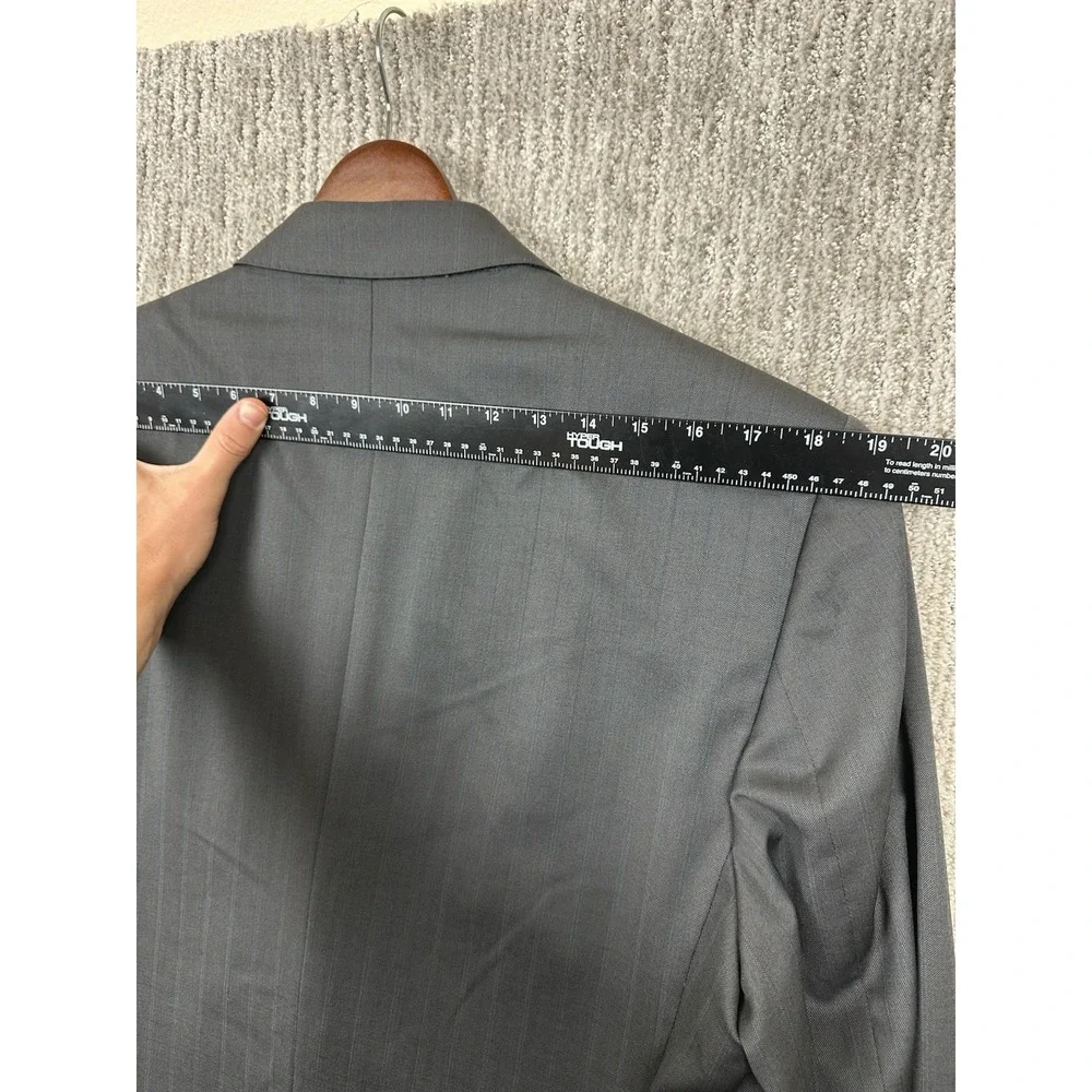 G. Manzoni Mens Gray Blazer Jacket Reda Super 110 2-Button striped Wool 40R